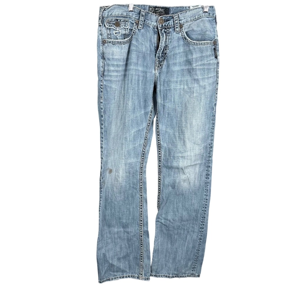 Silver Jeans Co Craig Mens 32x34 Easy Fit Bootcut Light Wash Denim M33618LD273